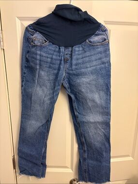 Motherhood Maternity Blue Denim Straight-Leg Jeans with Black Support Panel